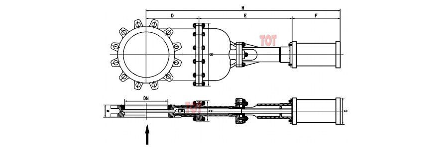 Bonneted Knife Gate Valve Size